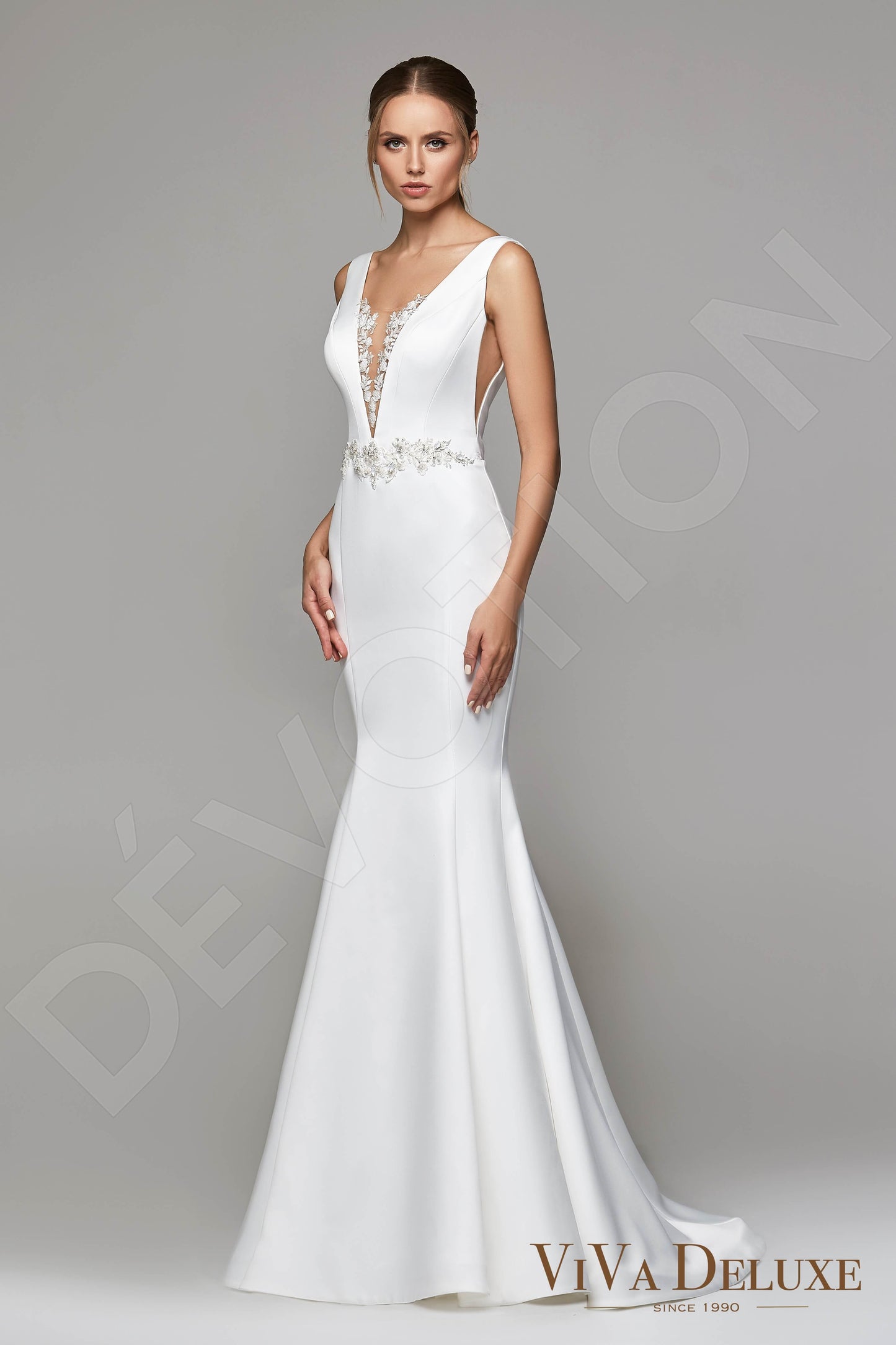 Demie Open back Trumpet/Mermaid Sleeveless Wedding Dress Front