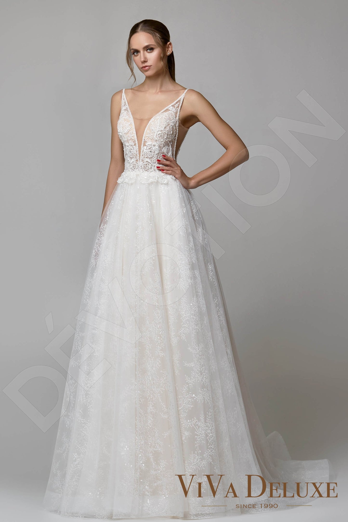 Rosellina Open back A-line Straps Wedding Dress Front