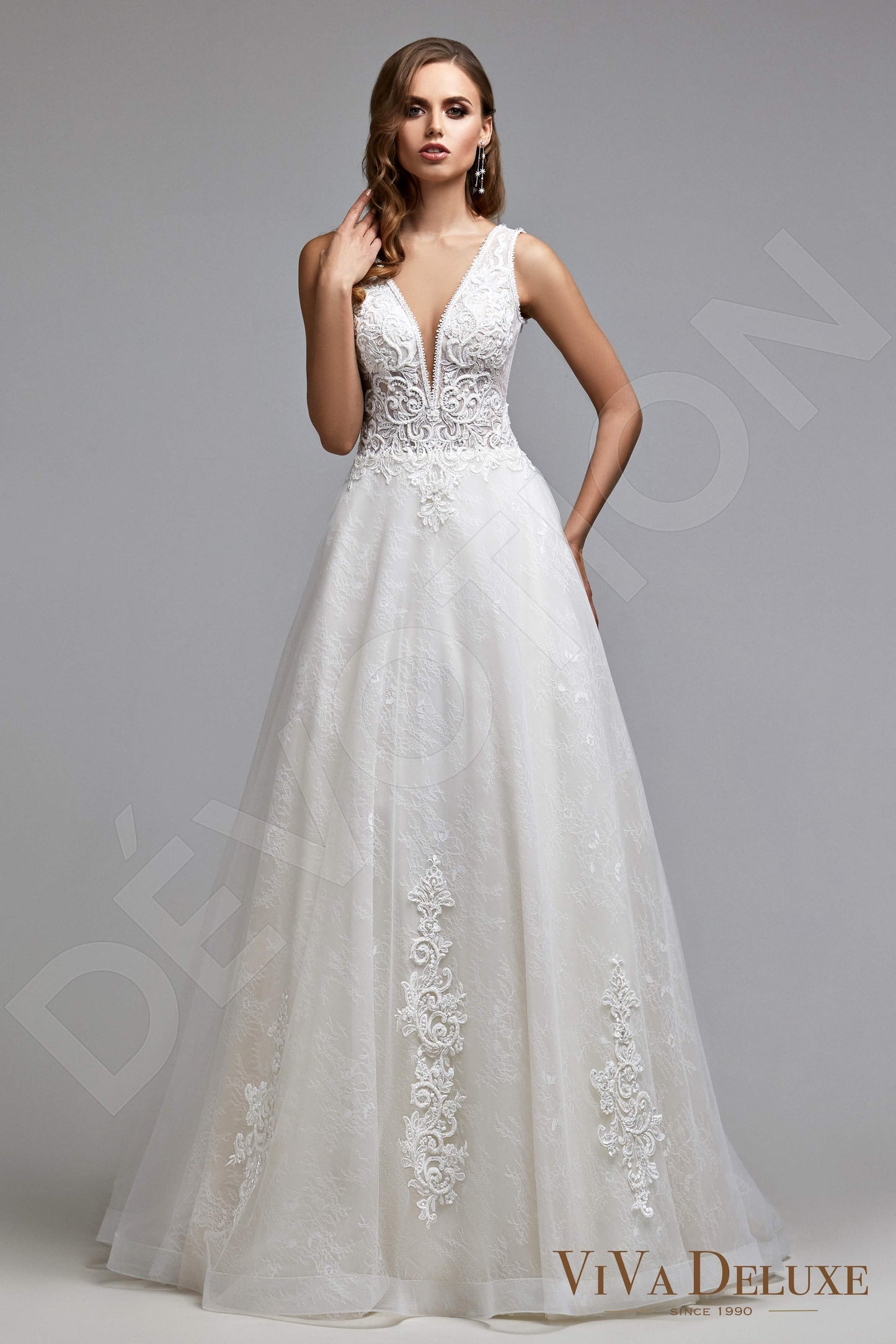 Dotty Illusion back A-line Sleeveless Wedding Dress Front