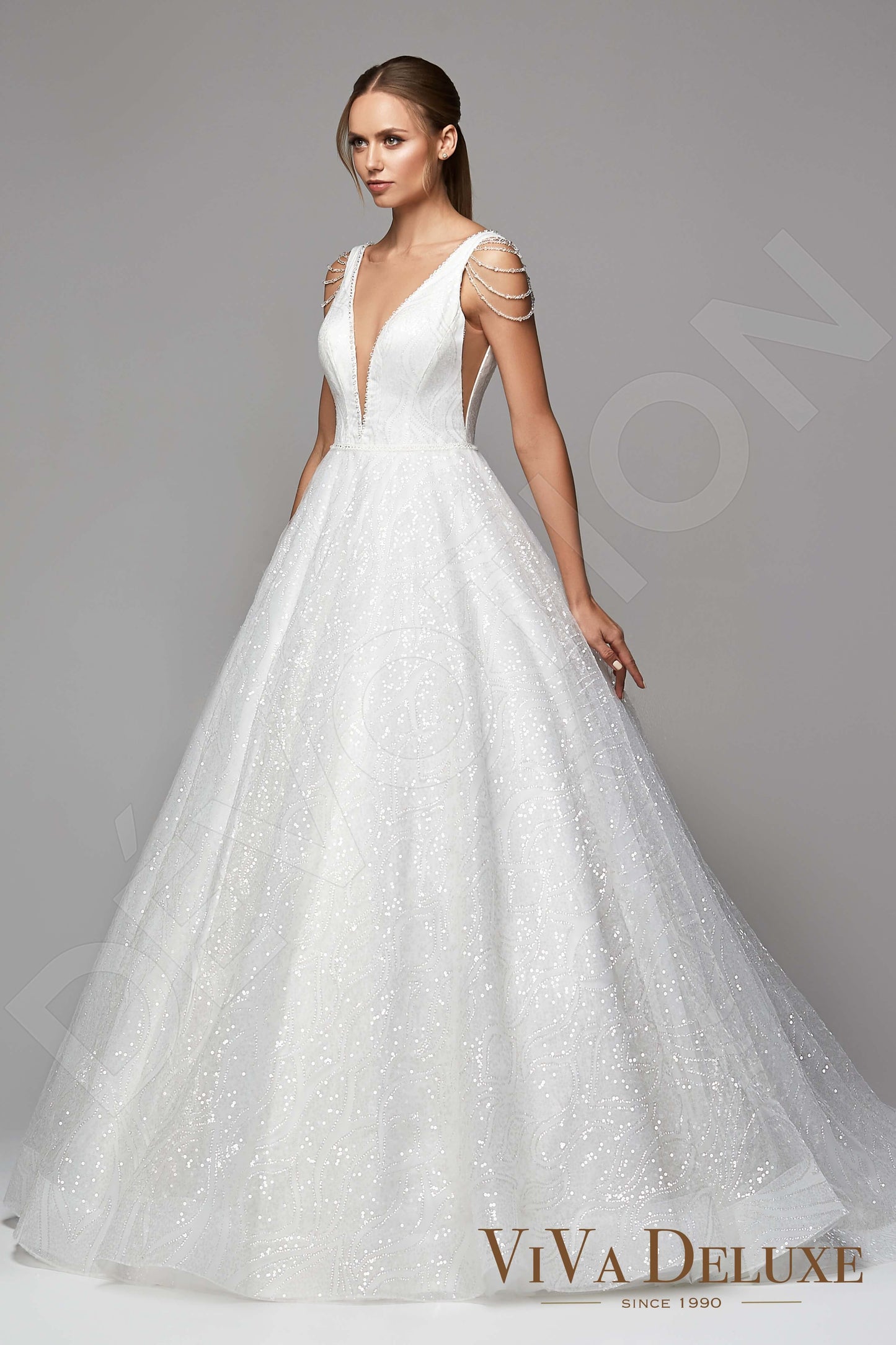Emerie Open back Princess/Ball Gown Sleeveless Wedding Dress Front