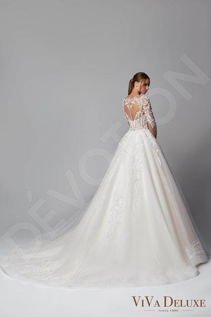 Eveline Illusion back Princess/Ball Gown Long sleeve Wedding Dress 7