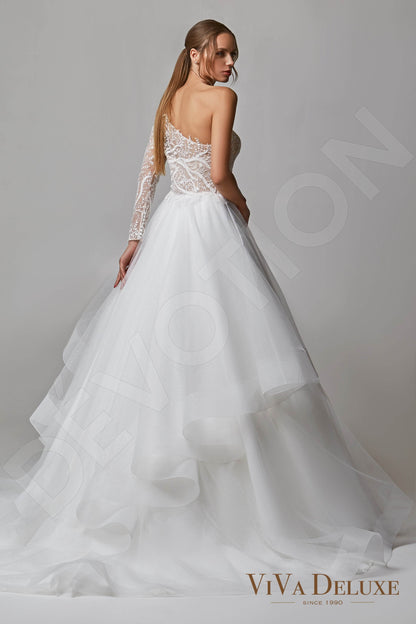 Nika Open back A-line Long sleeve Wedding Dress Back