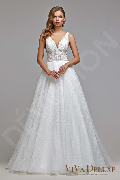 Leyna Open back A-line Sleeveless Wedding Dress Front