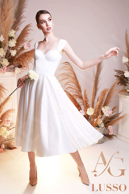 Leena A-line Sleeveless Open back Wedding Dress Front