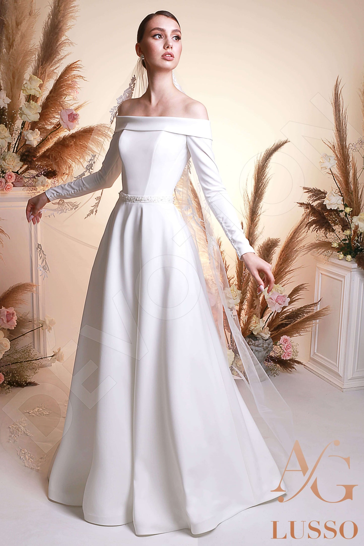 Malani Full back A-line Long sleeve Wedding Dress Front