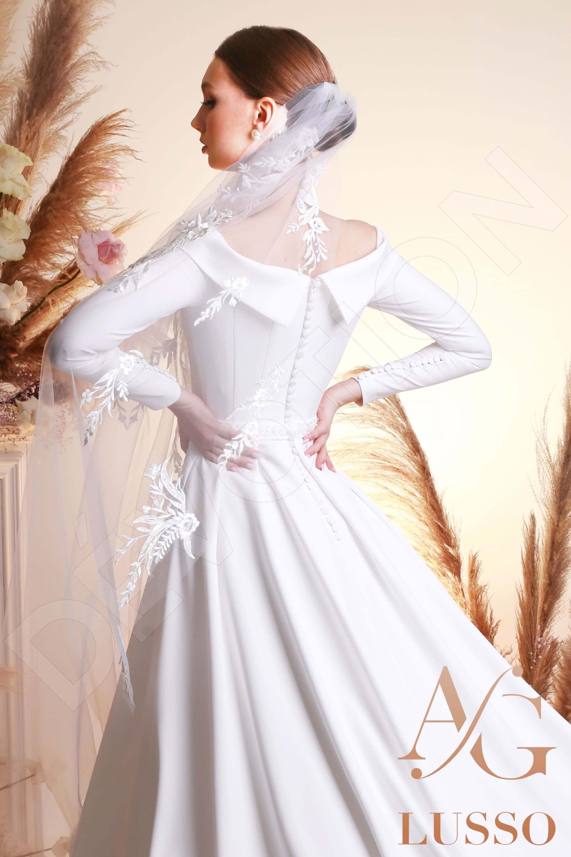 Malani A-line Off-shoulder/Drop shoulders Lightivory Wedding dress
