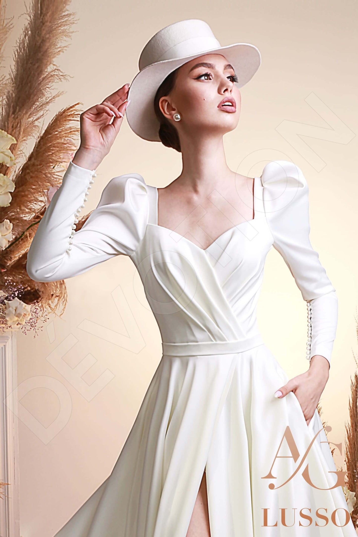 Madisyn Full back A-line Long sleeve Wedding Dress 2