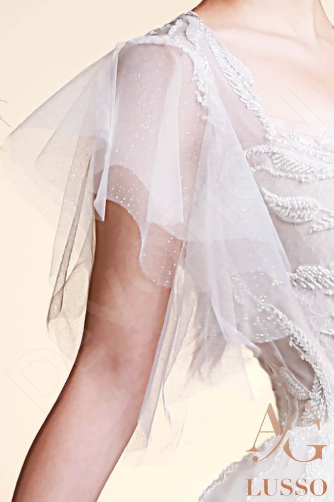 Marlowe Full back A-line Short/ Cap sleeve Wedding Dress 4