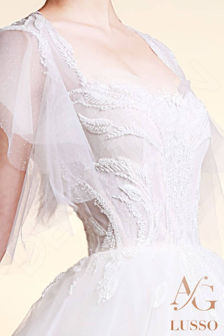 Marlowe Full back A-line Short/ Cap sleeve Wedding Dress 6