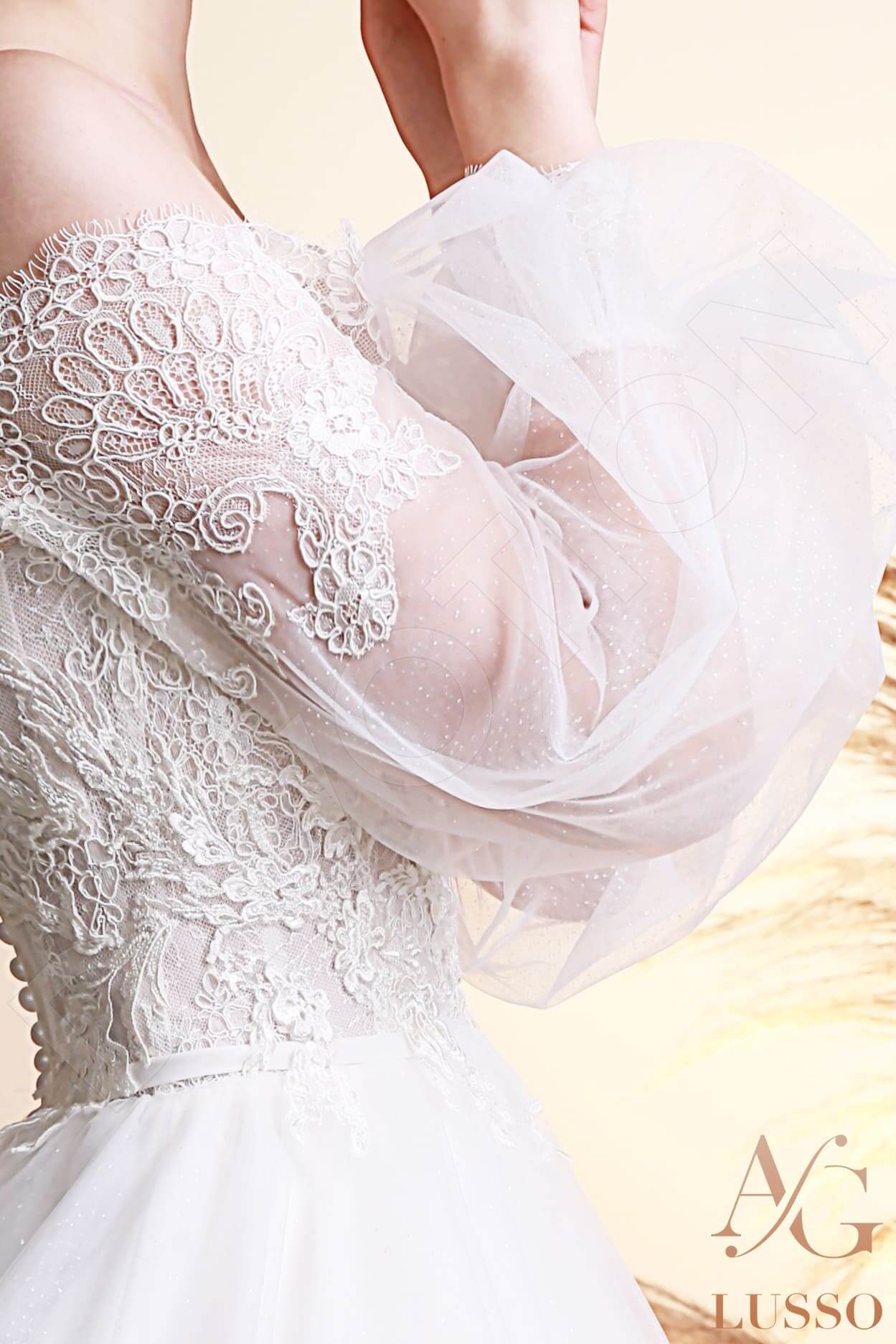 Molinia Open back A-line Long sleeve Wedding Dress 5