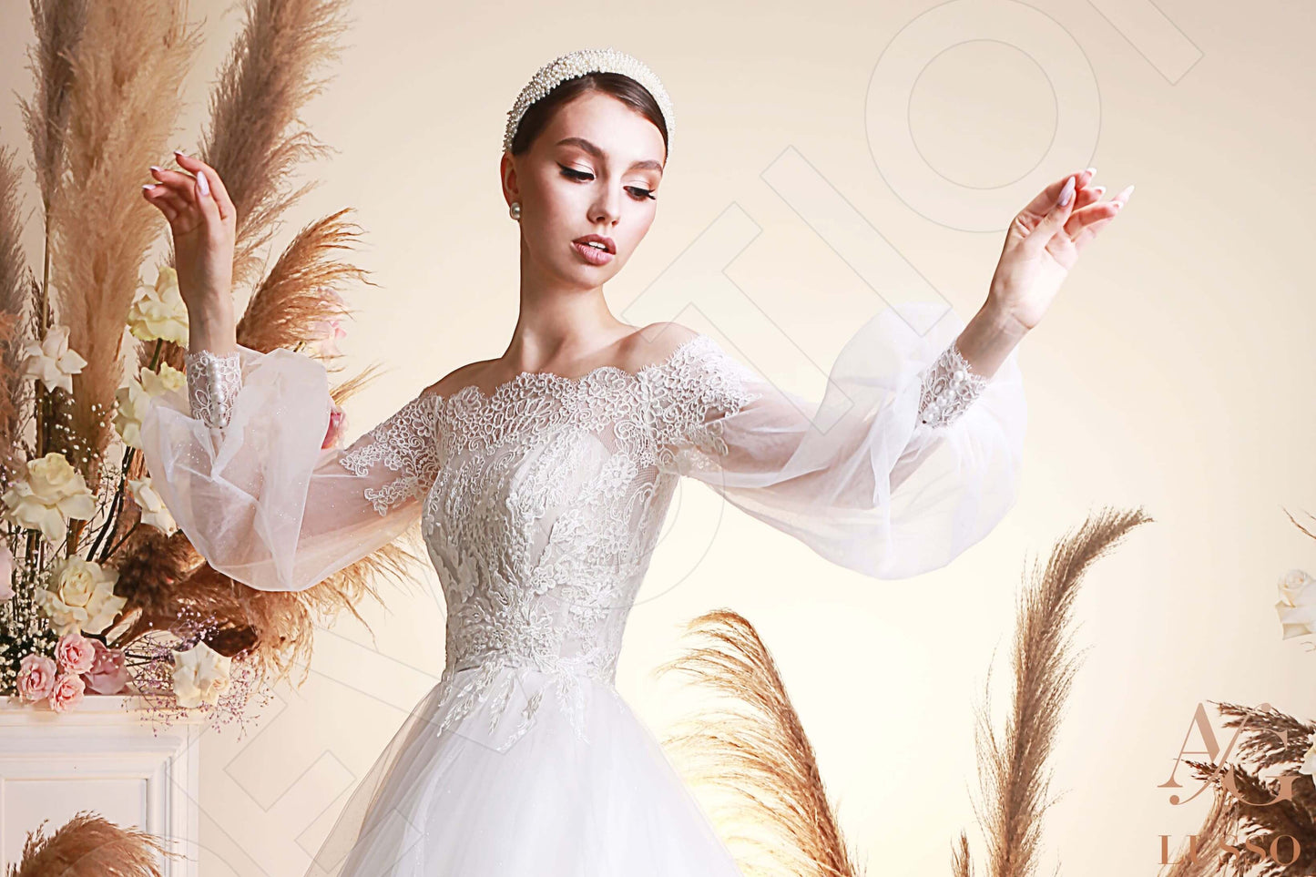 Molinia Open back A-line Long sleeve Wedding Dress 8