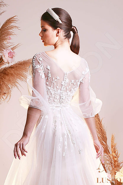 Monroe Full back A-line 3/4 sleeve Wedding Dress 3