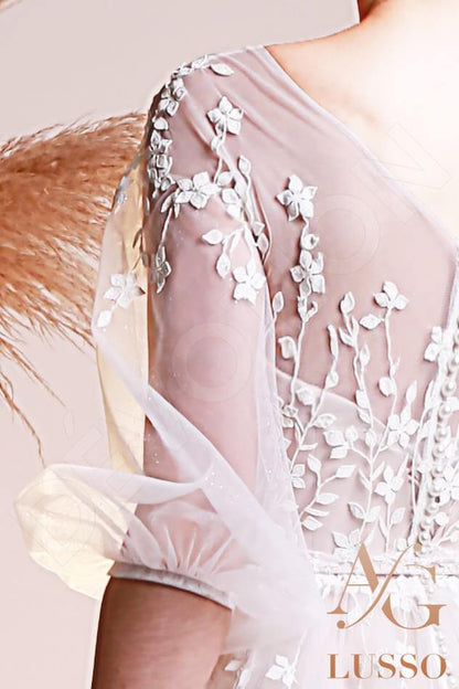 Monroe Full back A-line 3/4 sleeve Wedding Dress 6