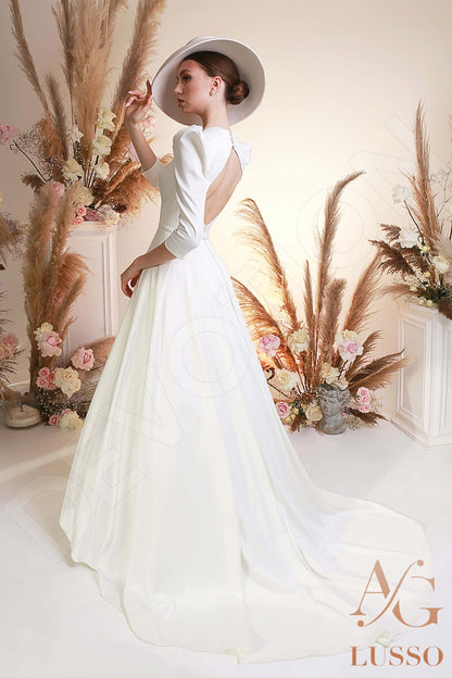 Nubia Open back A-line 3/4 sleeve Wedding Dress Back