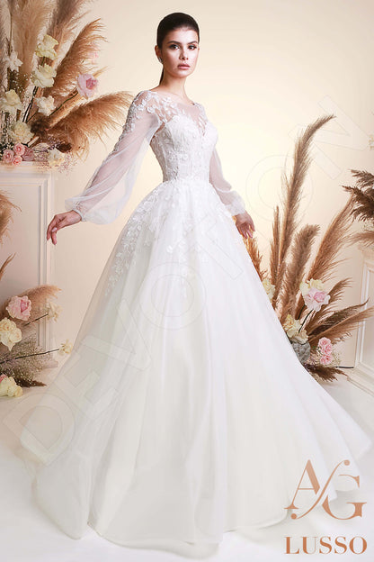 Suri Open back A-line Long sleeve Wedding Dress Front