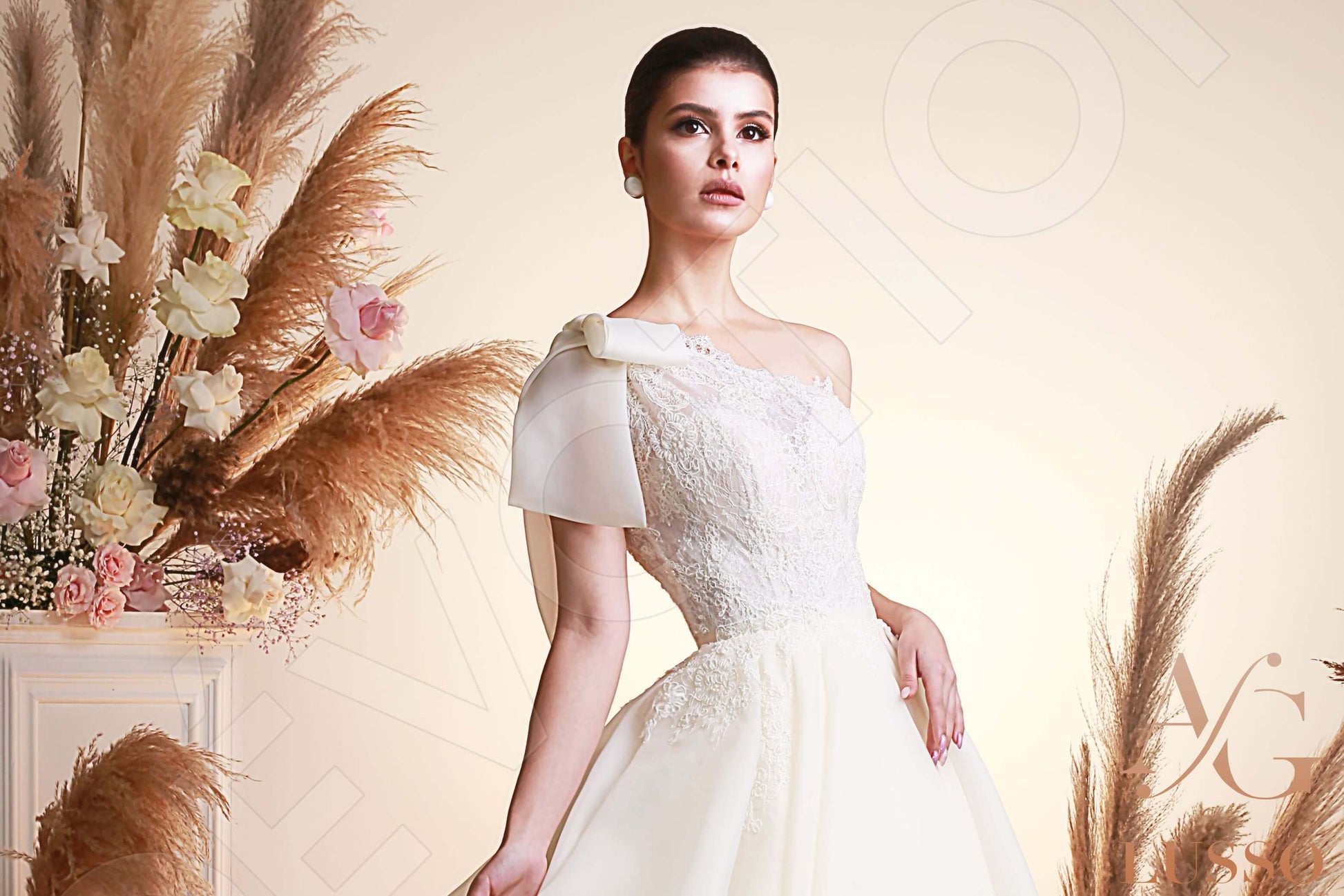 Safia Princess/Ball Gown Asymmetric/One shoulder Ivory Wedding dress