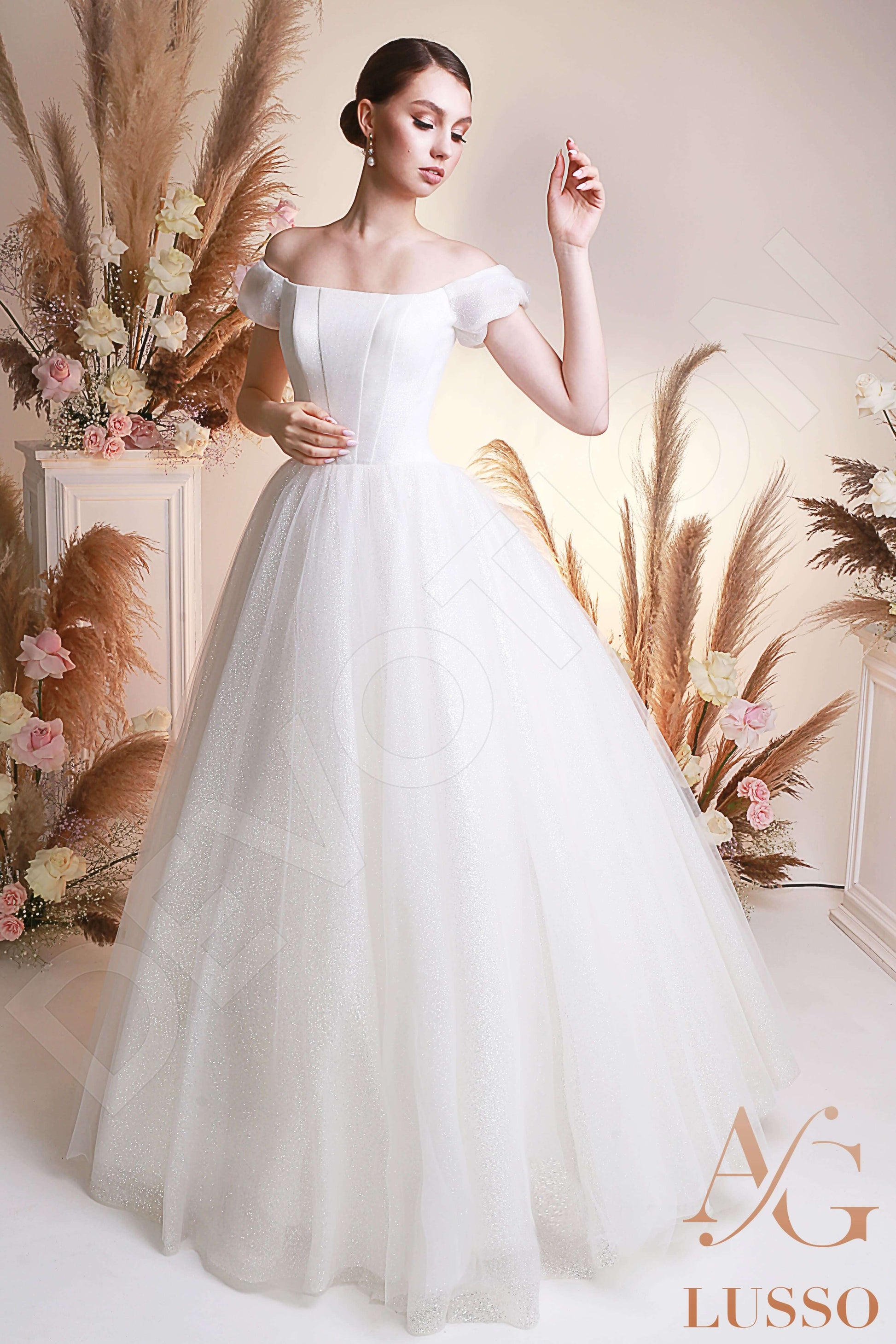 Saida Princess/Ball Gown Off-shoulder/Drop shoulders Lightivory Wedding dress