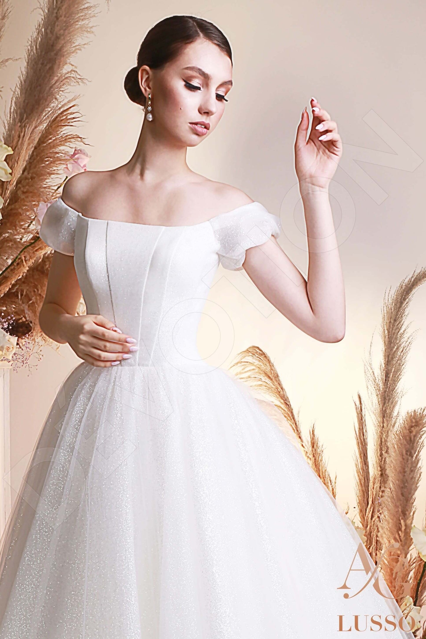 Saida Open back Princess/Ball Gown Short/ Cap sleeve Wedding Dress 2