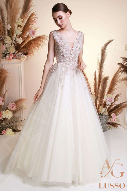 Seona Open back A-line Sleeveless Wedding Dress Front