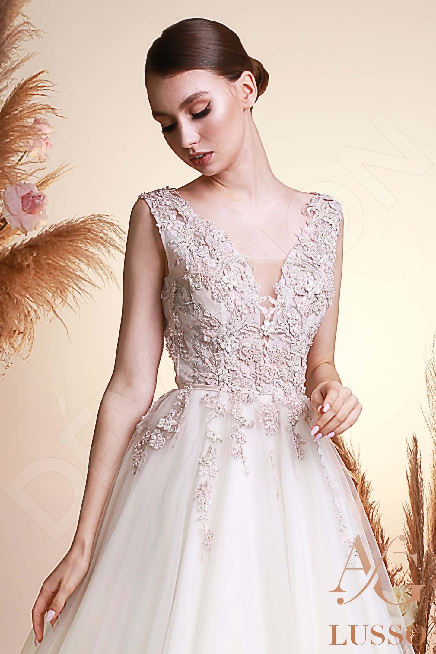 Seona Open back A-line Sleeveless Wedding Dress 4