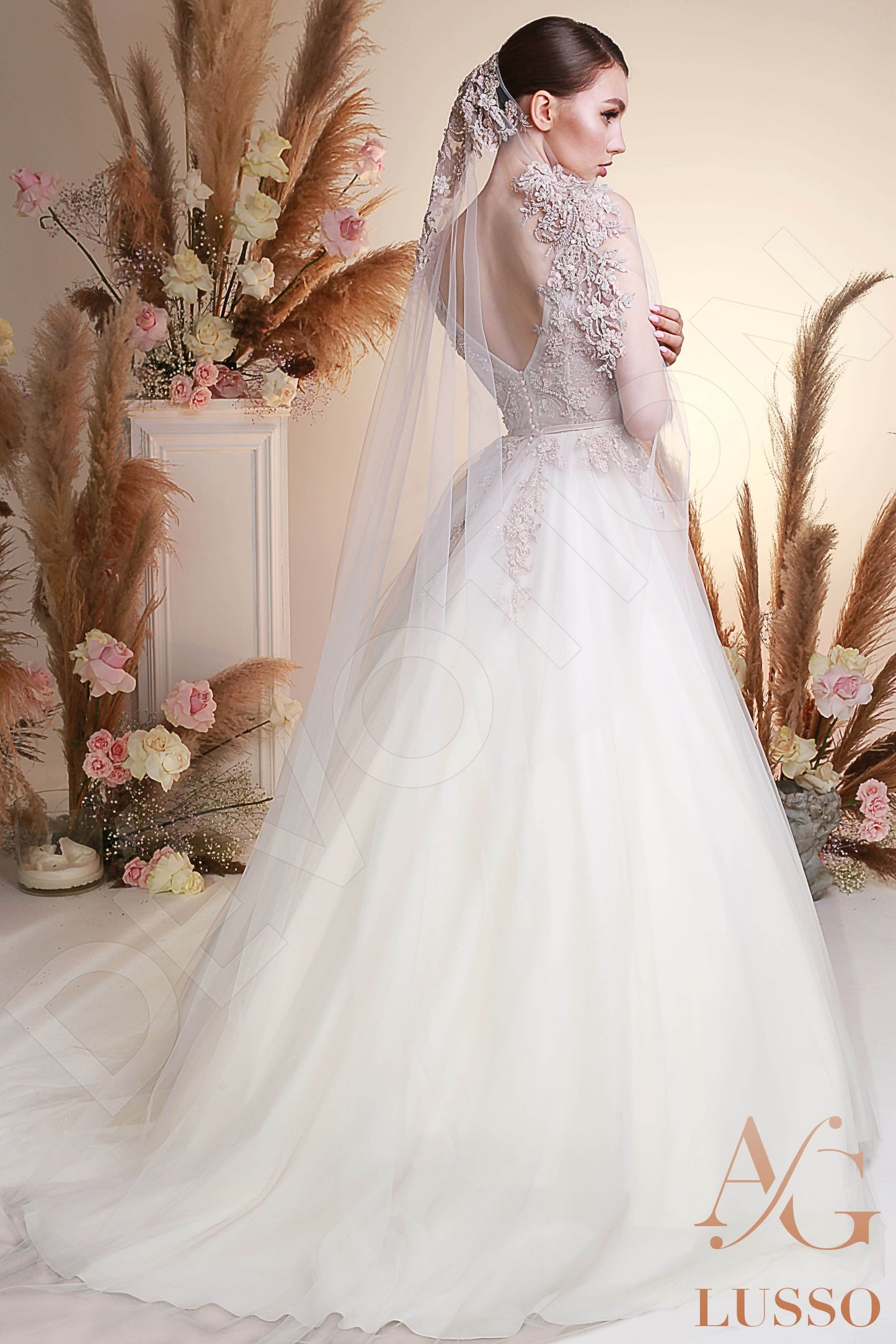 Seona Open back A-line Sleeveless Wedding Dress Back