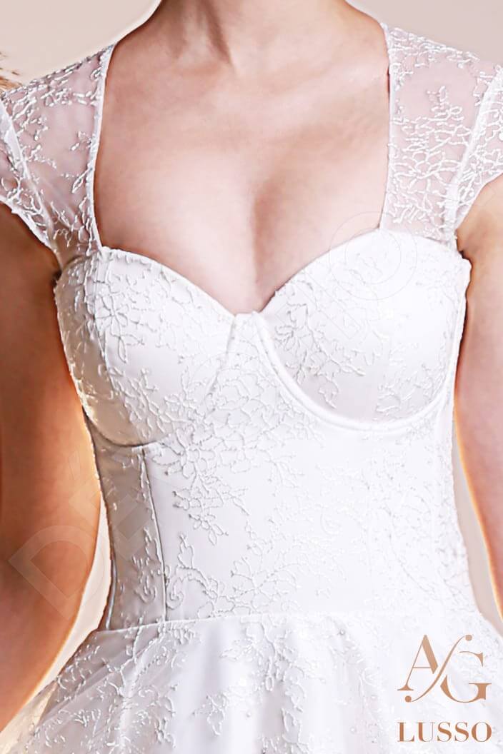 Vela Open back A-line Short/ Cap sleeve Wedding Dress 6