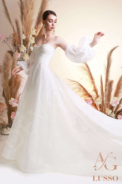 Videl Open back A-line Detachable sleeves Wedding Dress Front