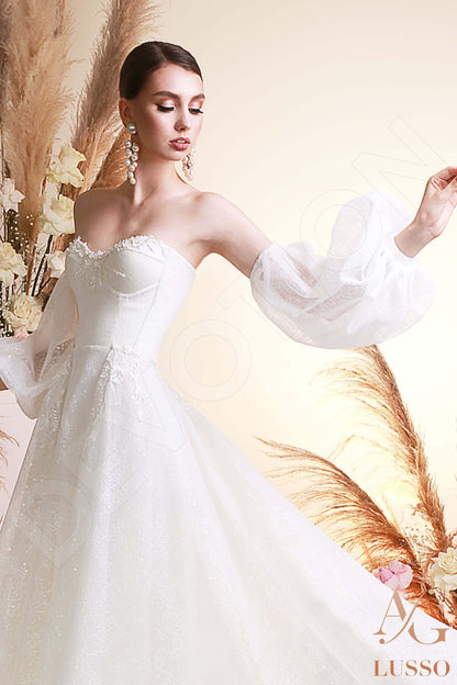 Videl Open back A-line Detachable sleeves Wedding Dress 2