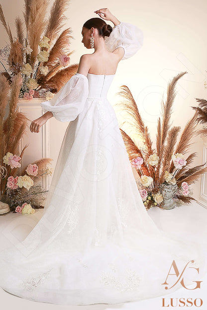 Videl Open back A-line Detachable sleeves Wedding Dress Back