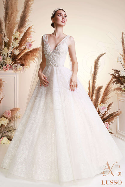 Ziada Open back A-line Sleeveless Wedding Dress Front