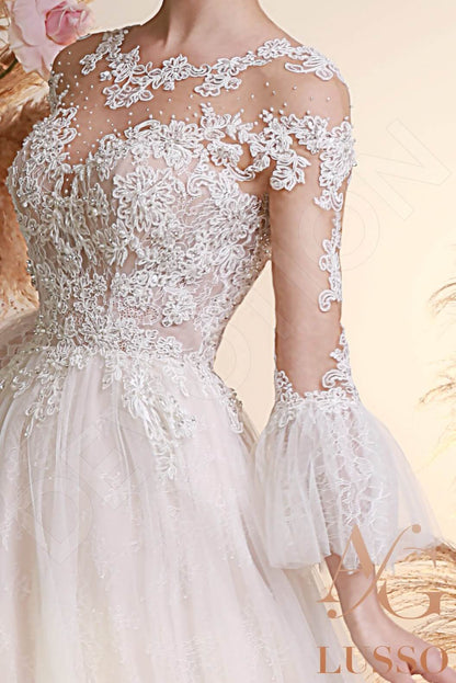 Ezra Open back A-line 3/4 sleeve Wedding Dress 4