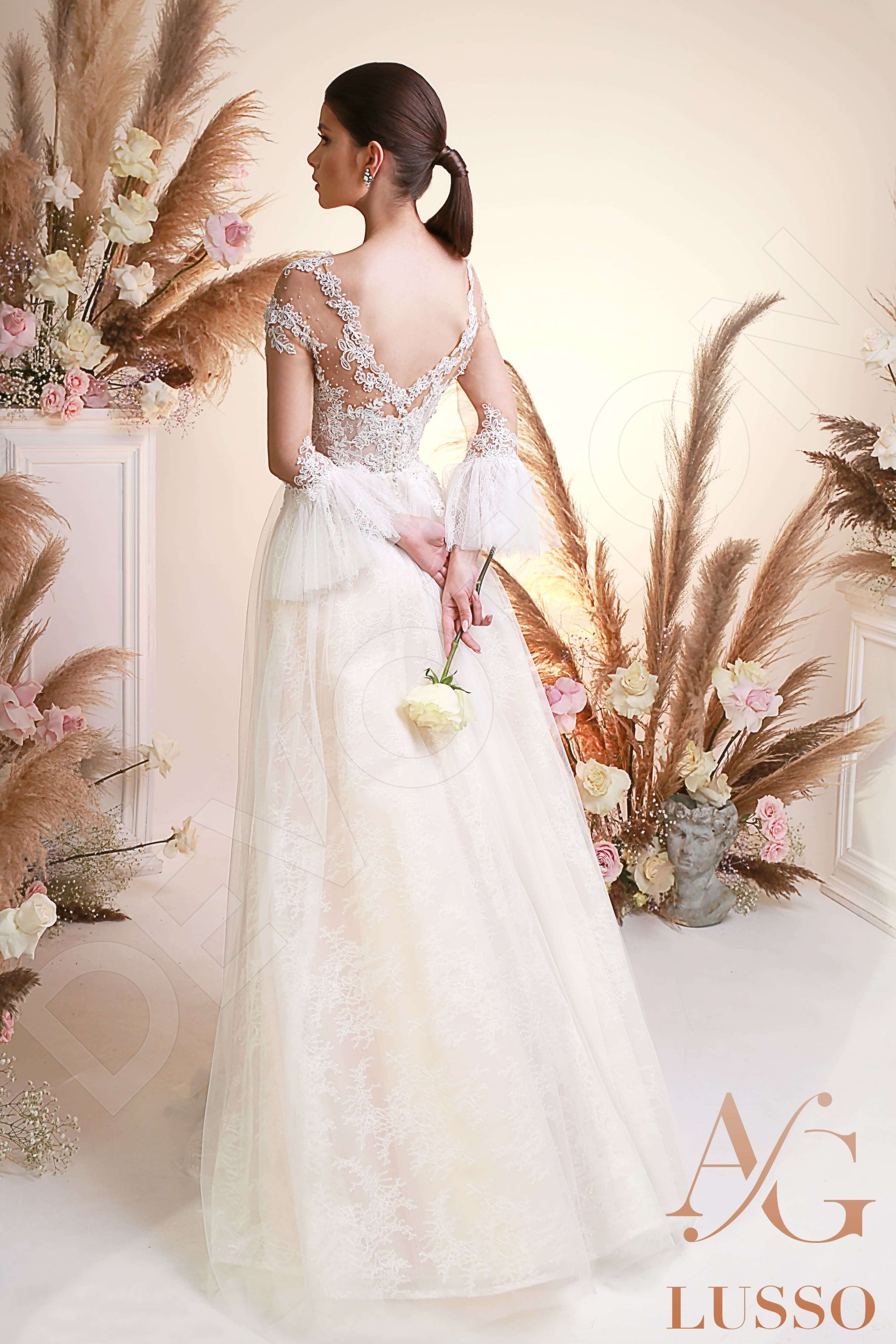 Ezra A-line Jewel Ivory Wedding dress