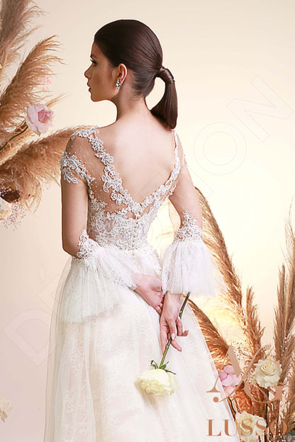 Ezra Open back A-line 3/4 sleeve Wedding Dress 3