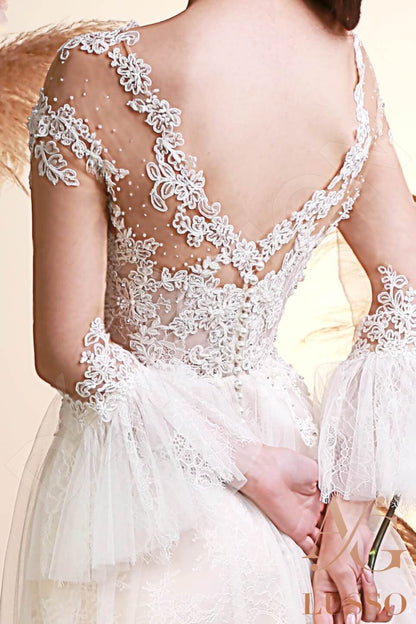 Ezra Open back A-line 3/4 sleeve Wedding Dress 5