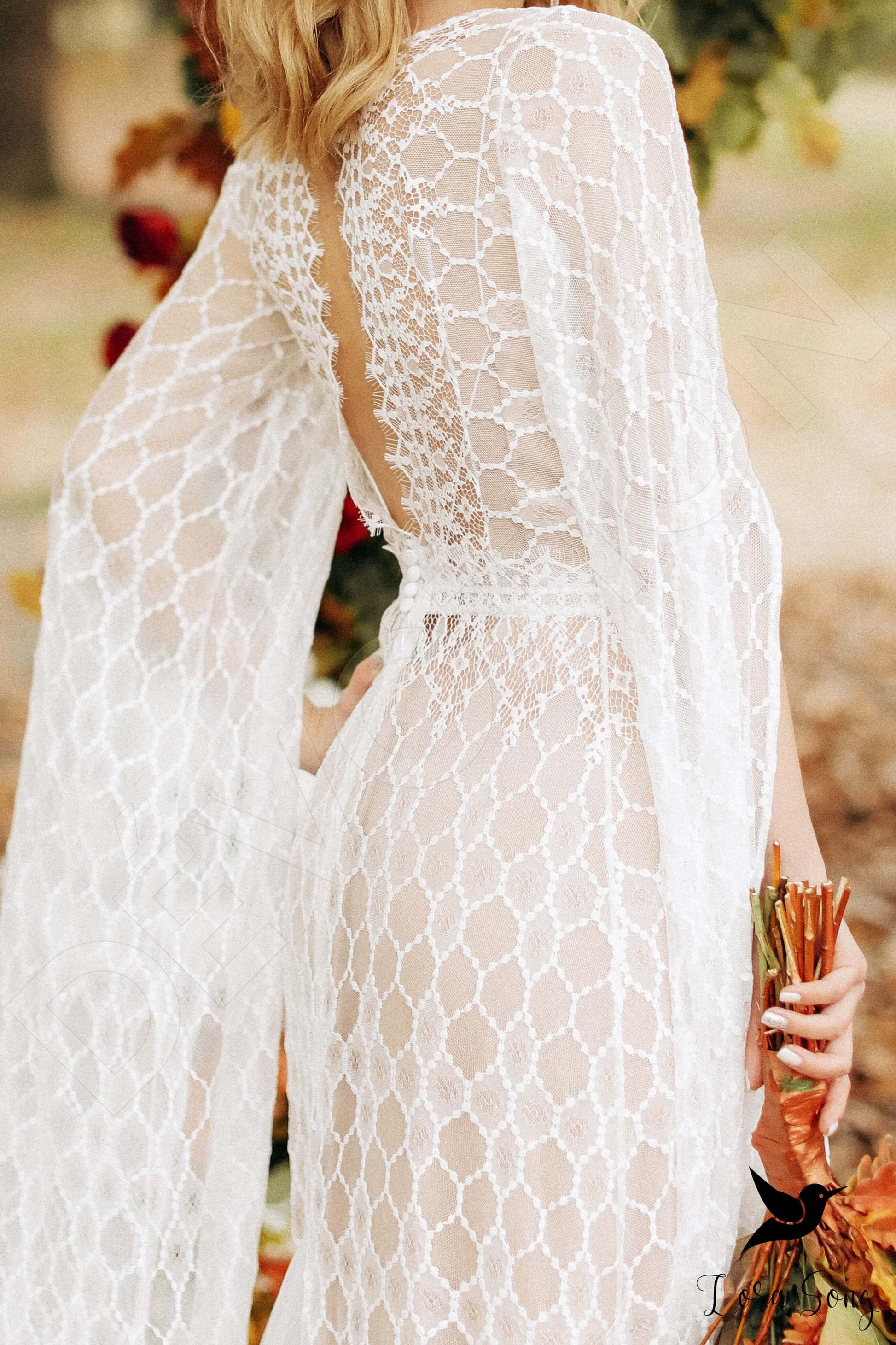 Brigid A-line Jewel Milk Nude Wedding dress