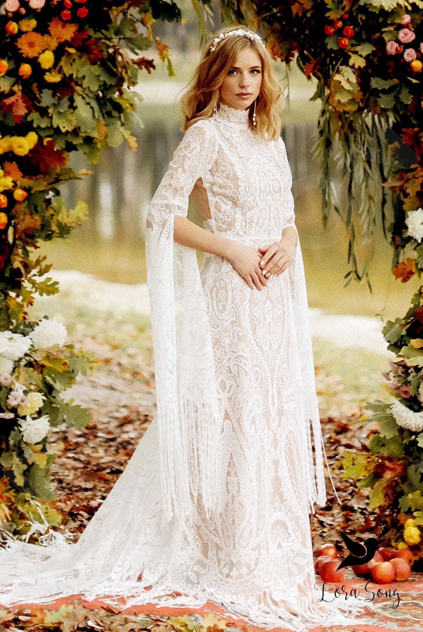 Aria Open back A-line Long sleeve Wedding Dress 6