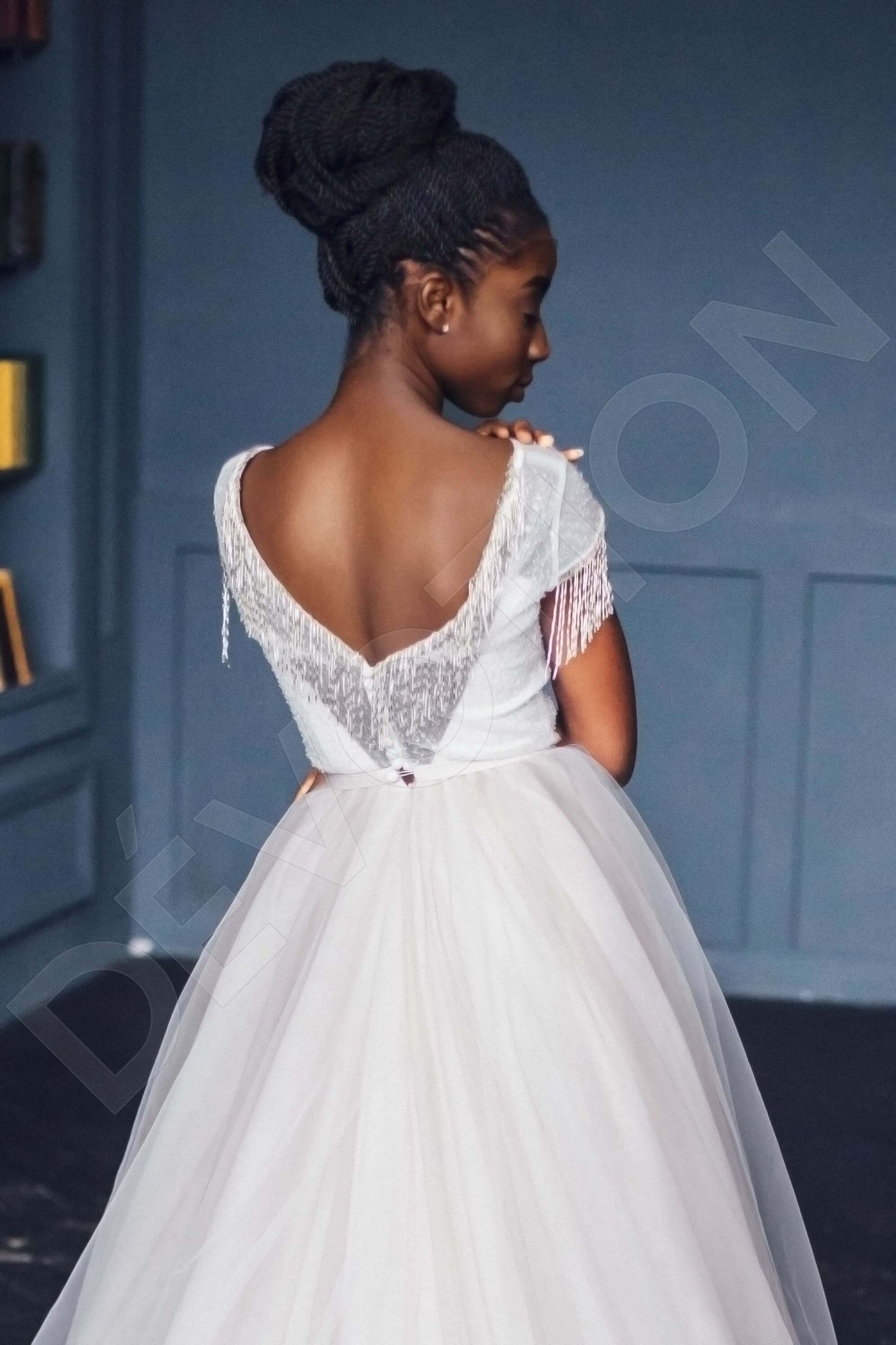 April A-line Jewel Milk PowderPink Wedding dress