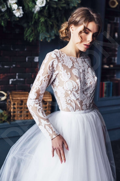 Mellisa Full back A-line Long sleeve Wedding Dress 2