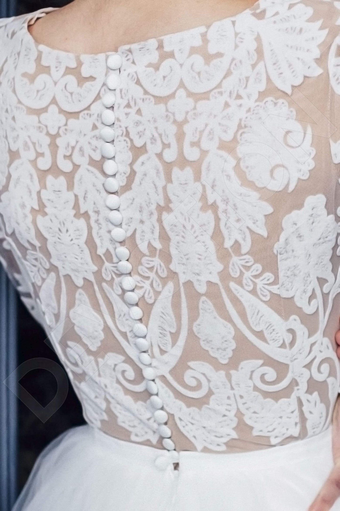 Mellisa Full back A-line Long sleeve Wedding Dress 3