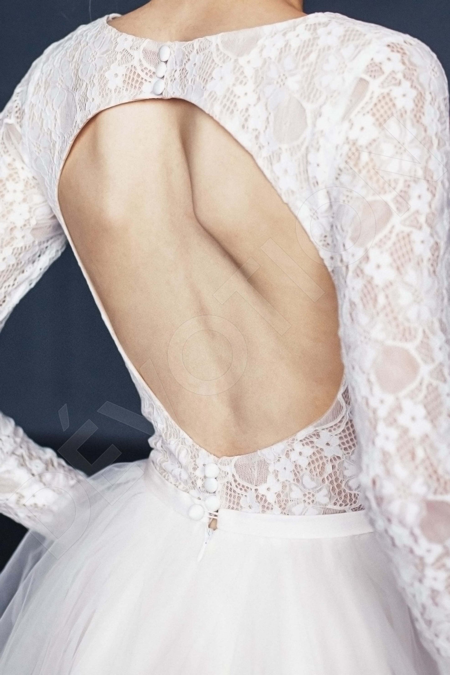 Pilar Open back A-line Long sleeve Wedding Dress 3