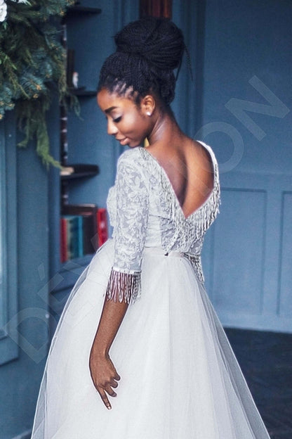 Ariadna Open back A-line 3/4 sleeve Wedding Dress 5