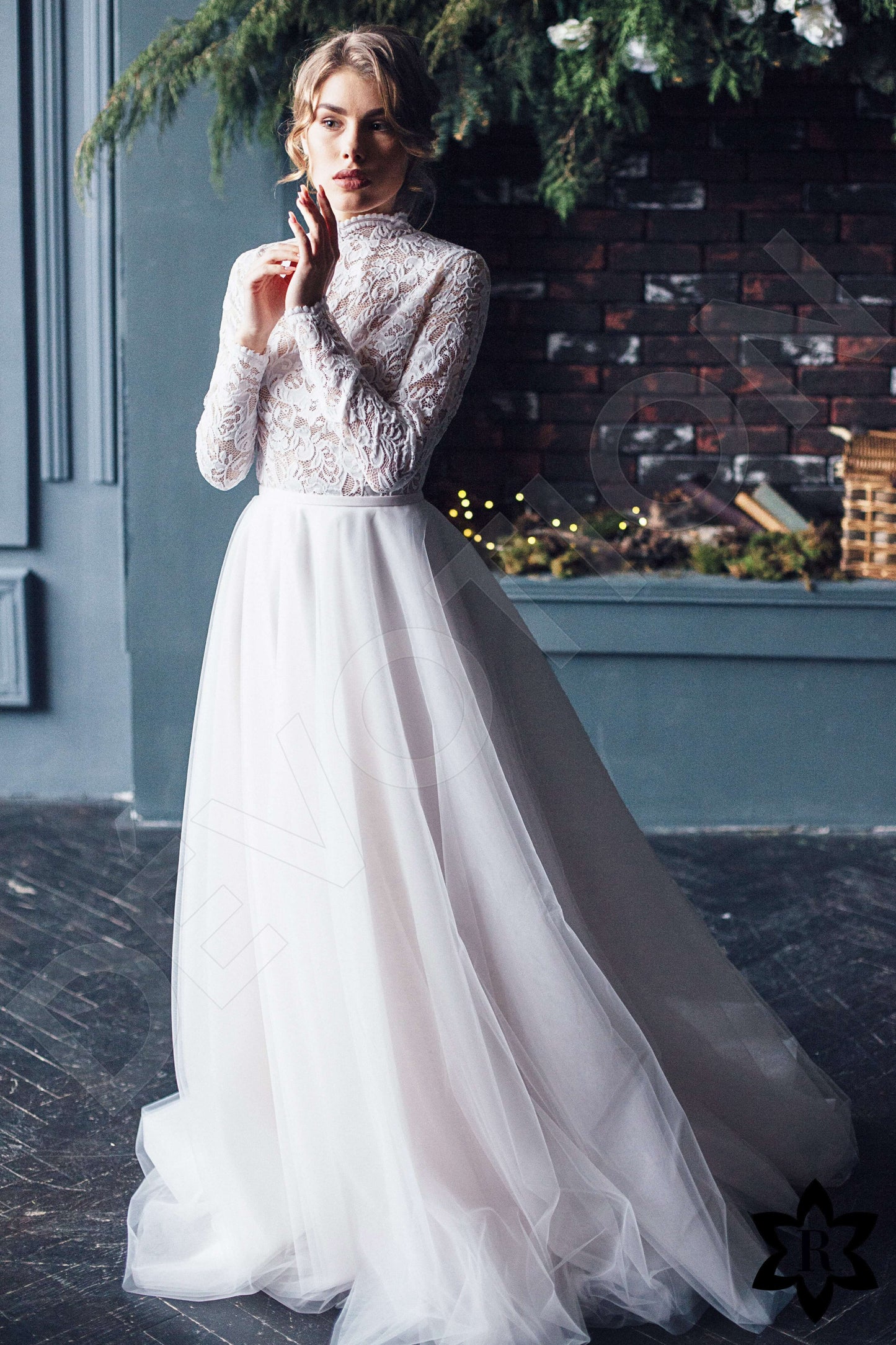 Katelynn Open back A-line Long sleeve Wedding Dress Front