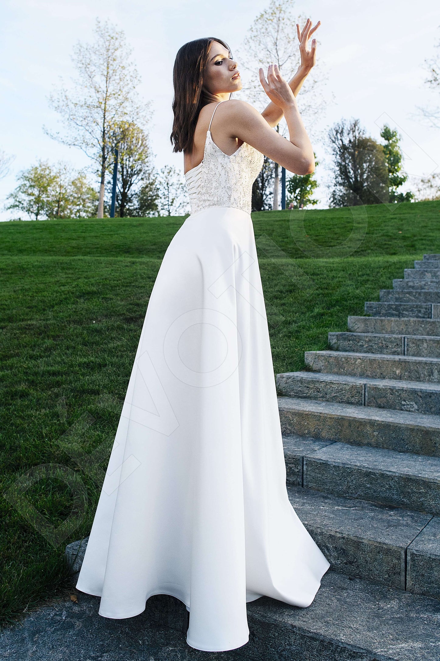 Ardeth Open back A-line Straps Wedding Dress Back