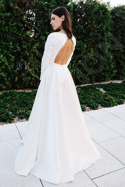 Esther Open back A-line Long sleeve Wedding Dress Back