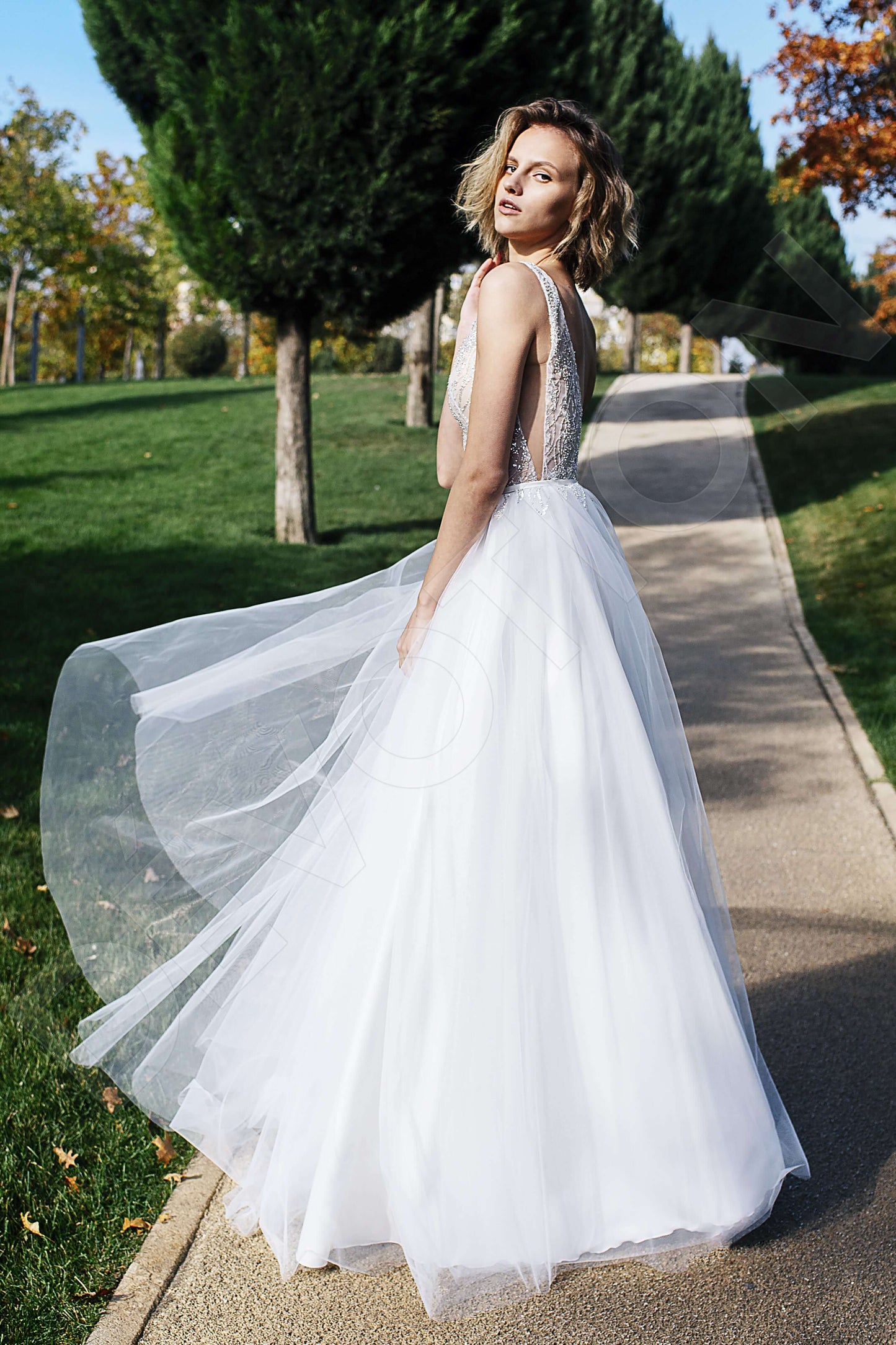Galit Open back A-line Sleeveless Wedding Dress Back
