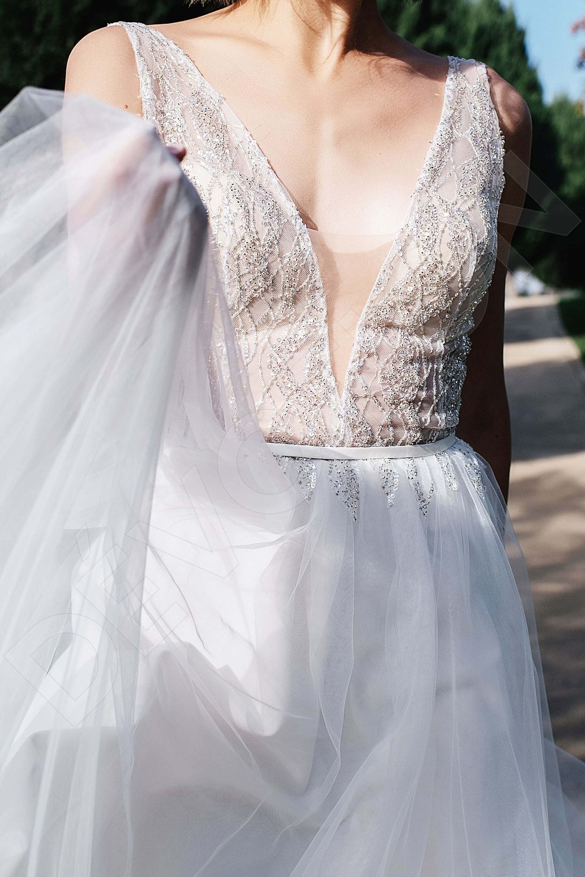 Galit A-line V-neck Ivory Wedding dress