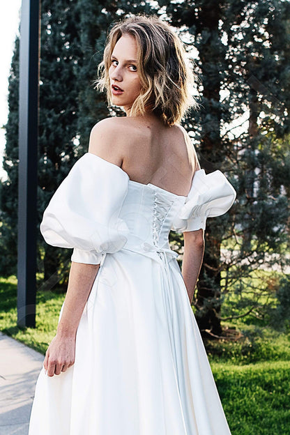 Jana Open back A-line Detachable sleeves Wedding Dress 5