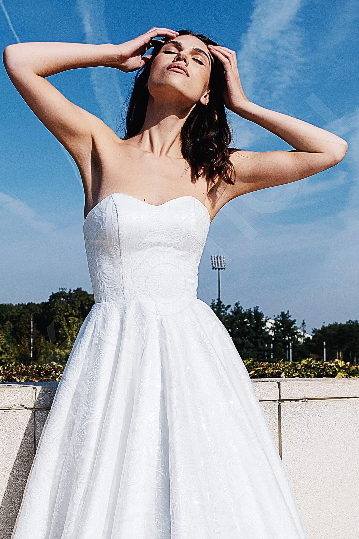 Merav Open back A-line Strapless Wedding Dress 4