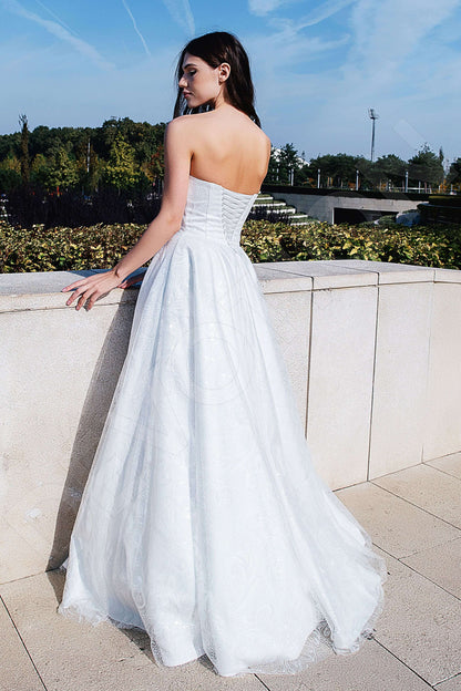 Merav Open back A-line Strapless Wedding Dress Back