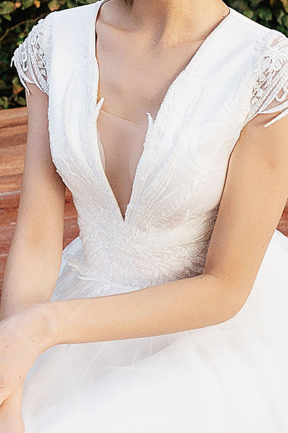 Rae Full back A-line Short/ Cap sleeve Wedding Dress 5